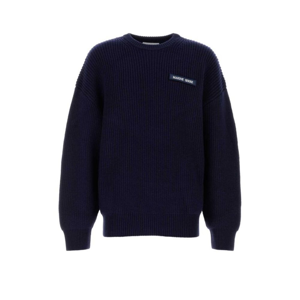 Marine Serre Men Navy Blue Wool Sweater